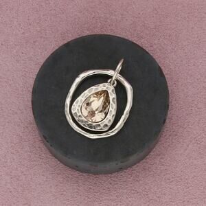 grace & heart sterling silver hammered crystal drop pendant